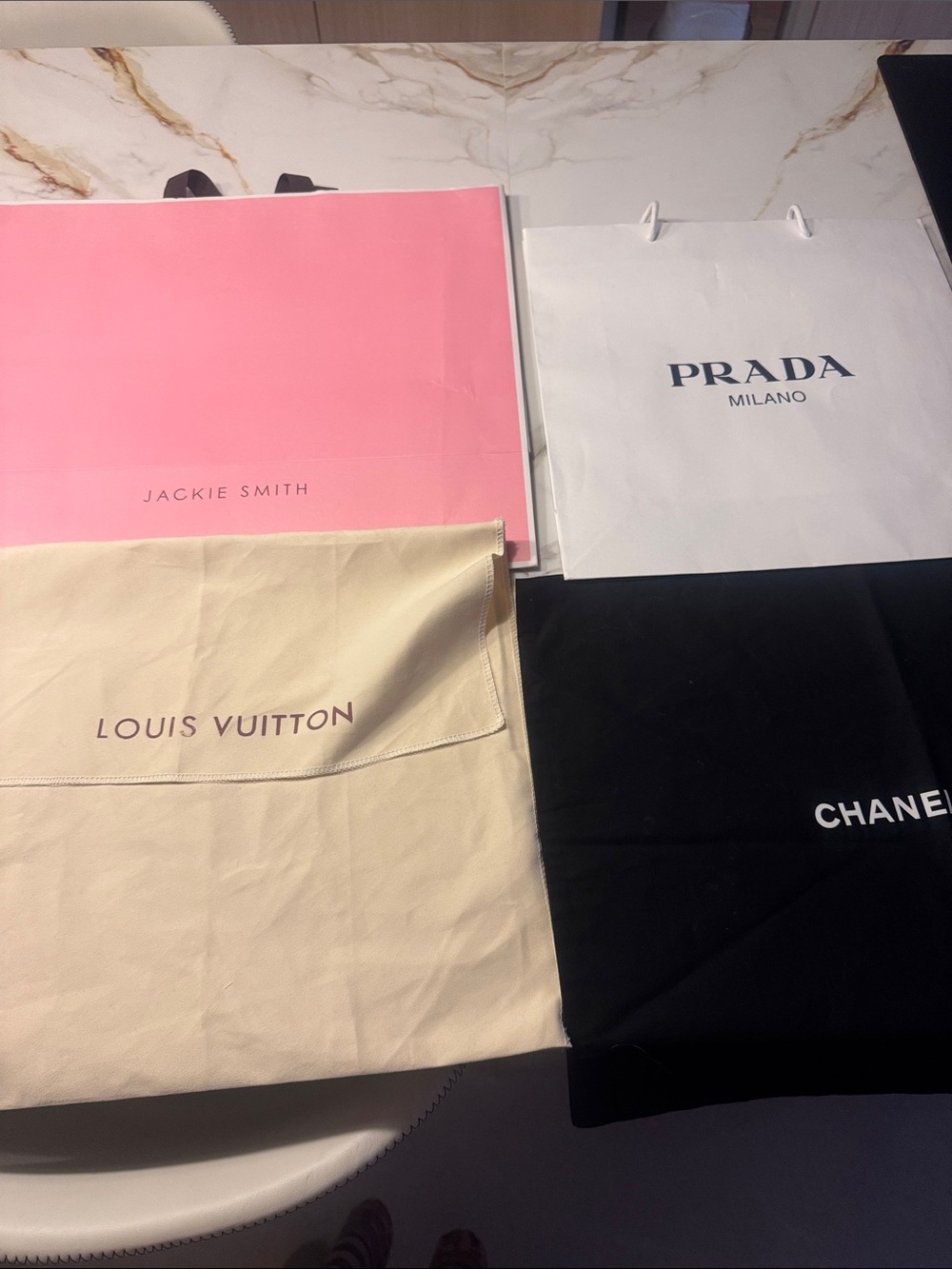 Louis Vuitton Cream Dust Bag with Brown Logo